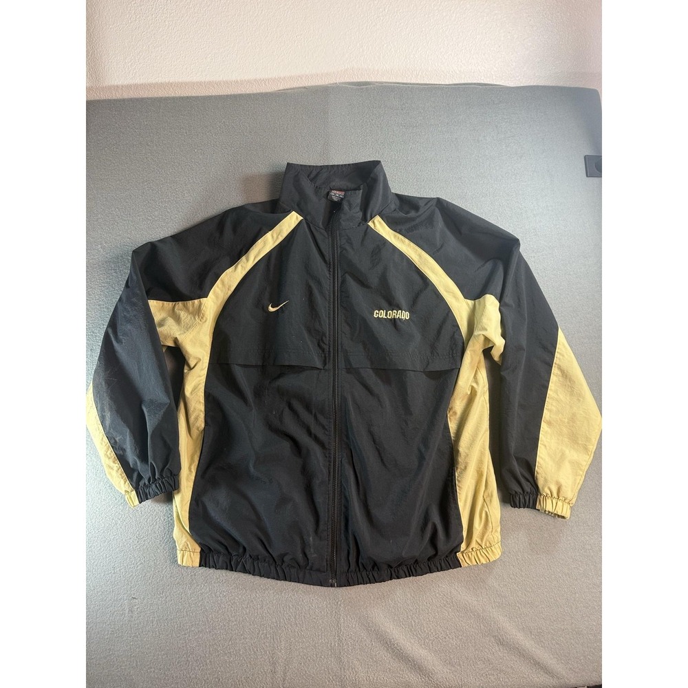 Vintage Nike CU Buffs Jacket Mens XL Black Gold Full Zip Windbreaker Colorado